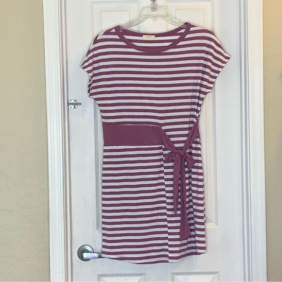 Oddy Purple and White Striped Dress Size Medium Side Tie Front - Picture 7 of 8